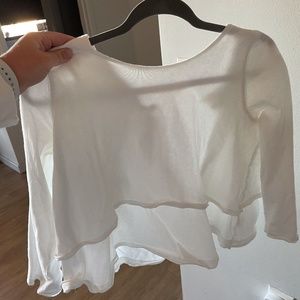 Free People White Cropped Shirt